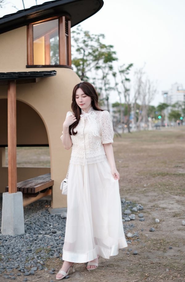 現貨- 婚紗首選！韓系緞面歐根紗裙 