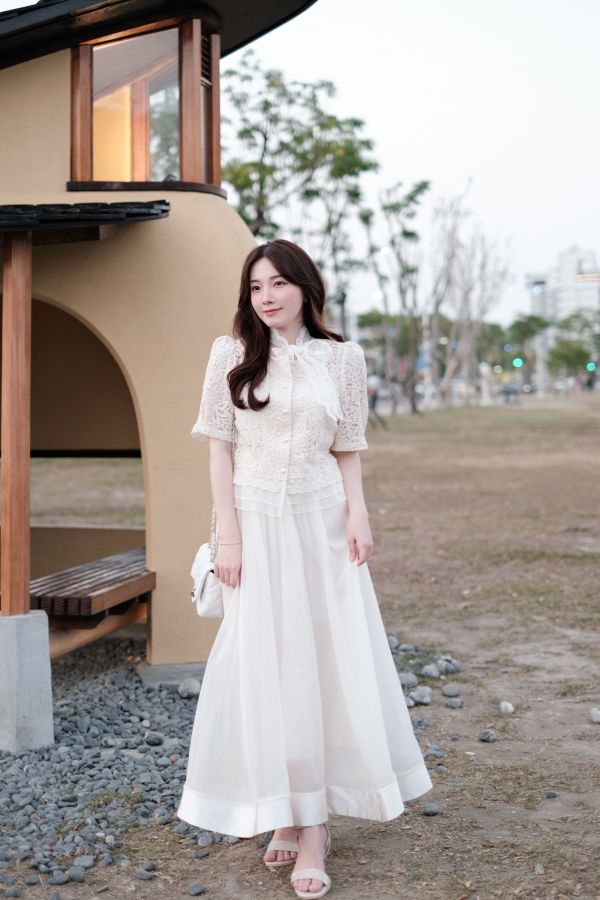 現貨- 婚紗首選！韓系緞面歐根紗裙 