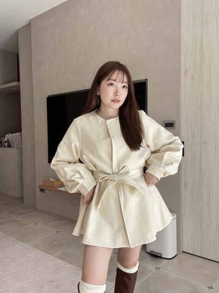 現貨- 法式蓬袖綁帶外套洋 