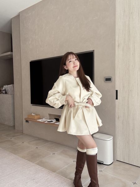 現貨- 法式蓬袖綁帶外套洋 