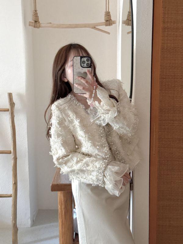 現貨- 闆娘自留！高訂製蕾絲珍珠小香外套 
