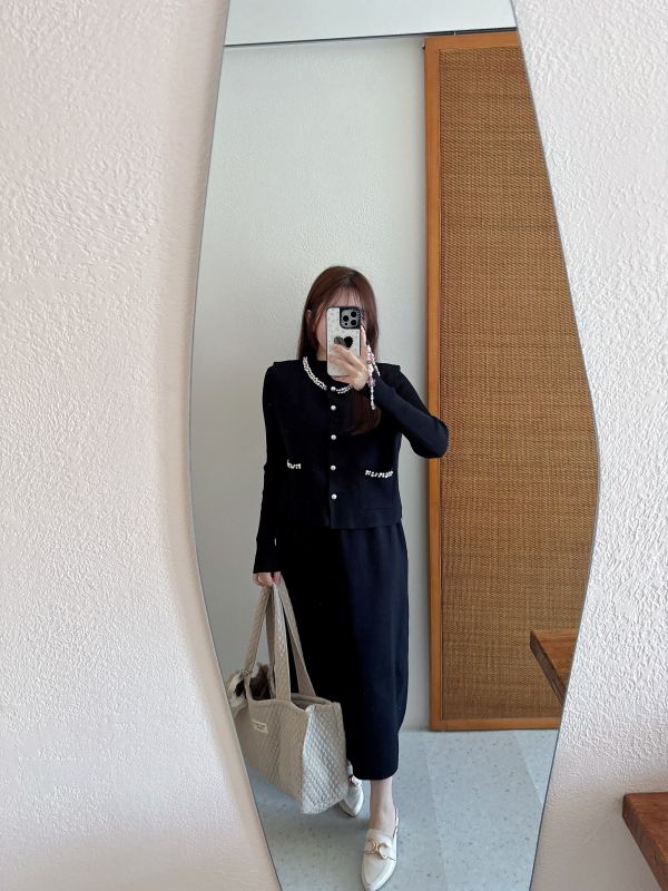 現貨- 必帶款！氣質珍珠針織套裝 