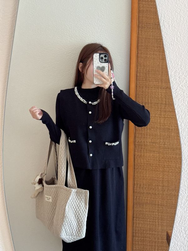 現貨- 必帶款！氣質珍珠針織套裝 