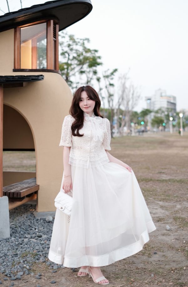 現貨- 婚紗首選！韓系緞面歐根紗裙 