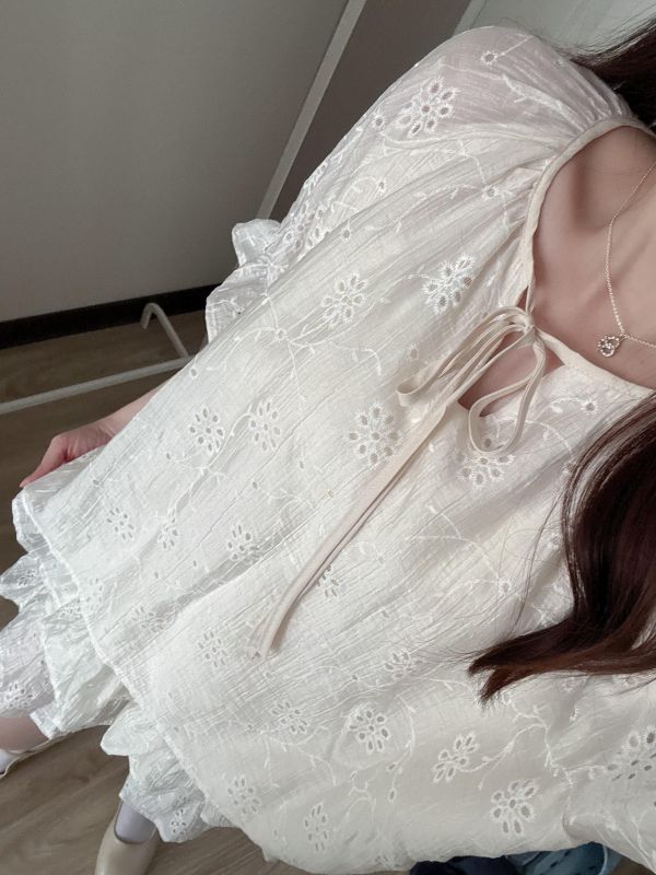 現貨- 綁帶提花套裝蛋糕裙褲 