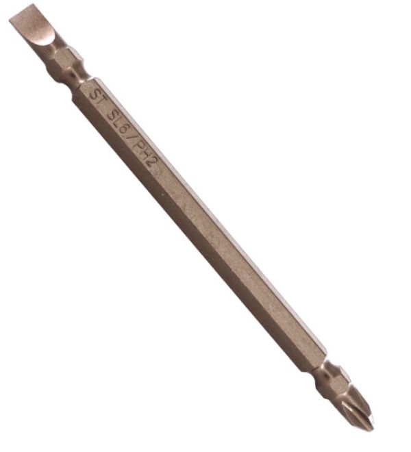 雙頭 十字一字起子頭 PH2+SL6 2號 65-110mm長 S2材質 BIT批頭 台灣製單隻售 雙頭,十字,一字,起子頭,PH2,SL6,2號,65-110mm長,S2材質,BIT,批頭,台灣製,起子