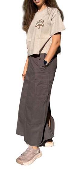 Bou Jeloud多口袋工裝風抽繩長裙 