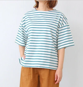 綠色條紋中性寬鬆T-shirt 