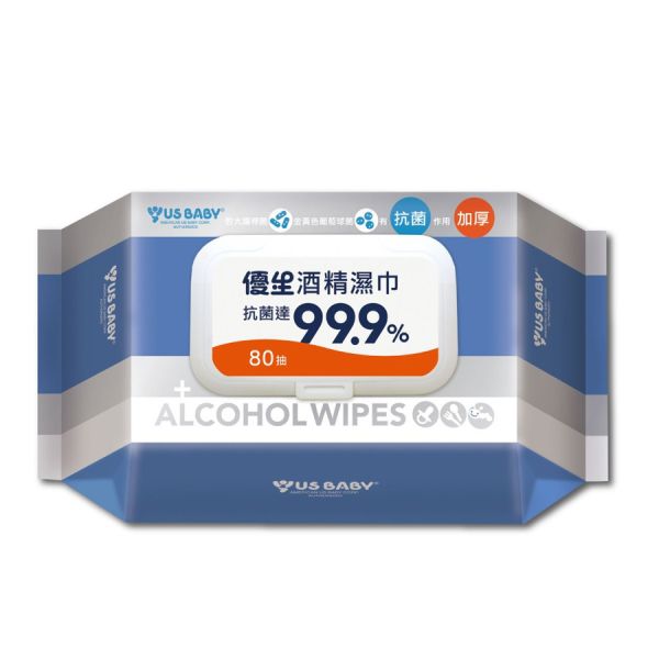 US 酒精超厚濕巾80抽 