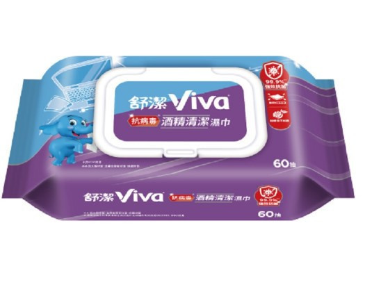 舒潔Viva抗病毒酒精清潔濕巾(60抽/包) 