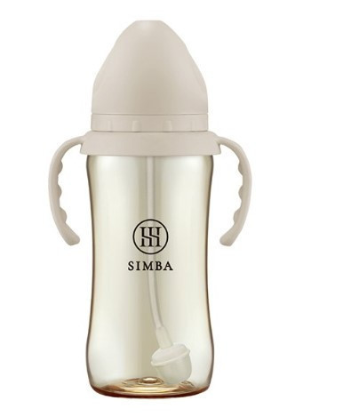 小獅王辛巴 蘊蜜鉑金PPSU寬口吸管把手防脹氣奶瓶360ml(杏茶)-學飲適用 