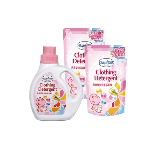 貝恩嬰兒抗菌洗衣精/1000ml+補800ml*2 
