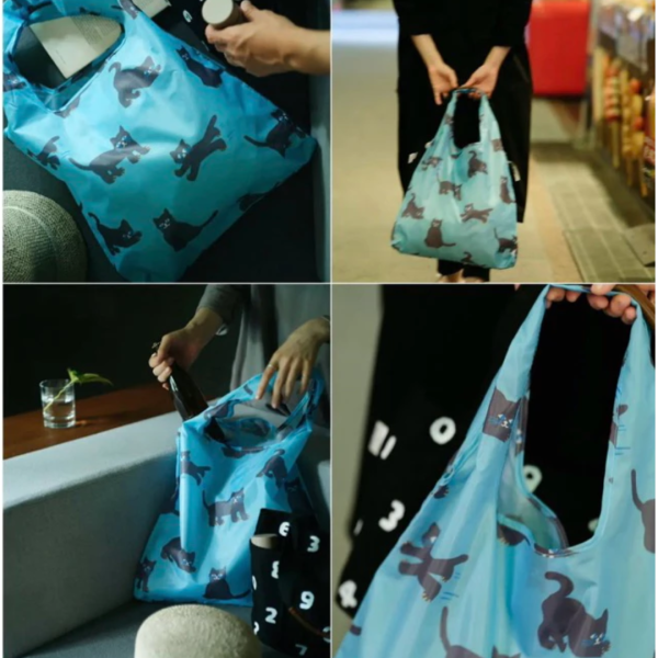 〈好評預購中〉《799元公益福袋》SOU・SOU & NYA驚訝貓！可摺疊收納購物袋一大一小(兩個各一組) 貓咪,插畫,貓插畫,可愛,日本,SOUSOU,NYA,驚訝貓,摺疊,收納,購物袋