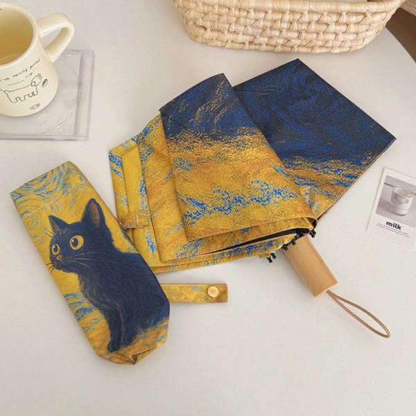 〈好評預購中〉《999元公益福袋》可愛黑貓抗UV晴雨傘兩用自動傘 貓咪,黑貓,插畫,傘,抗UV,防曬,晴雨傘