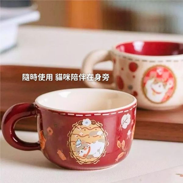 《599元公益福袋》復古可愛招財喵喵陶瓷小猫咪咖啡杯 對杯組(共2個) 貓咪,寵物,星星,復古,可愛,招財,陶瓷,咖啡杯,水杯,牛奶杯,對杯組
