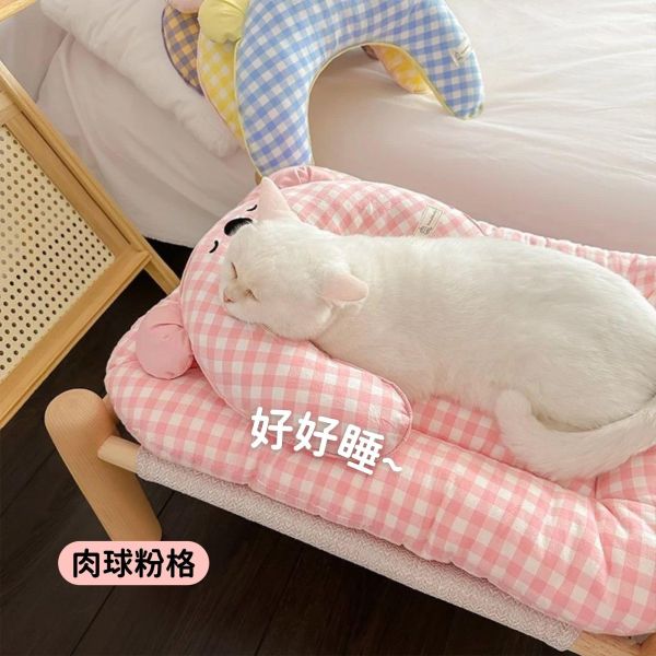 《799元公益福袋》zzz秒睡神器~貓咪狗狗舒適安眠寢具組(睡墊+枕頭) 可拆洗 貓插圖,貓咪,睡窩,睡墊,素面,格紋,質感,寵物,睡覺,軟墊
