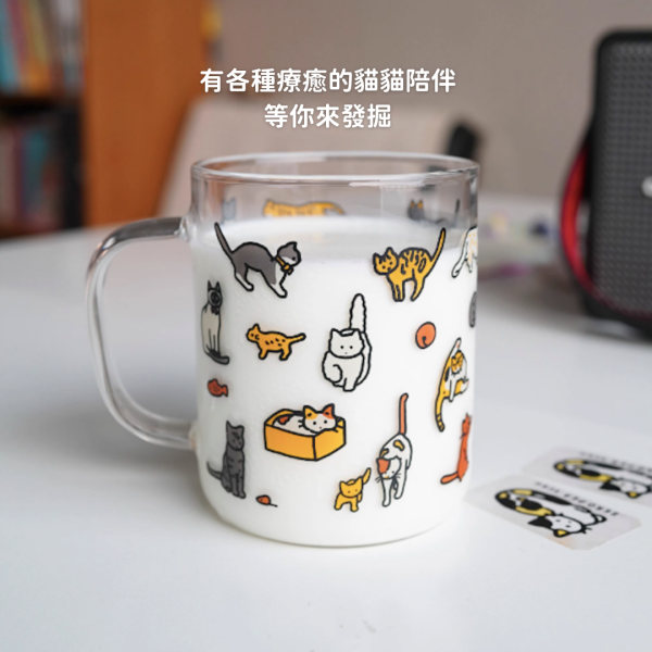 《799元公益福袋》很多很多貓咪玻璃杯X2  + 矽膠杯墊X2 貓咪,插畫,貓插畫,玻璃,馬戲團,魔術,水杯,馬克杯,量杯,保鮮盒