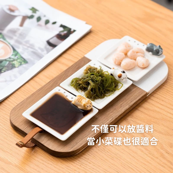 〈好評預購中〉《699元公益福袋》可愛立體貓咪3D醬油小菜碟X2 + 贈坐坐貓咪清潔海綿 貓插圖,貓咪,貓掌,醬油碟,醬料碟,筷架