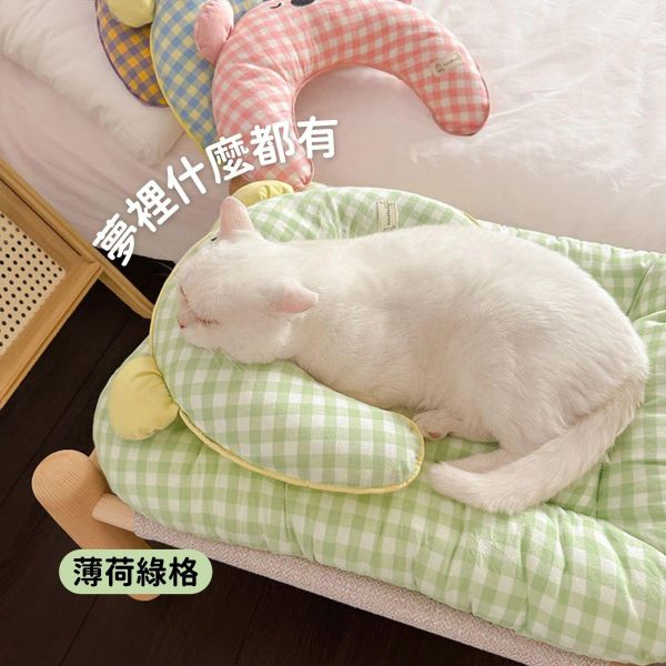 《799元公益福袋》zzz秒睡神器~貓咪狗狗舒適安眠寢具組(睡墊+枕頭) 可拆洗 貓插圖,貓咪,睡窩,睡墊,素面,格紋,質感,寵物,睡覺,軟墊