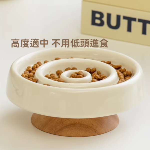 《500元公益福袋》可愛圈圈木底座加高寵物慢食碗 貓插圖,貓咪,貓掌,可愛,圈圈,木底,寵物,慢食,碗