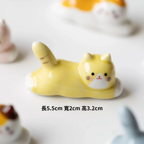 《799元公益福袋》柔和色彩陶瓷舉尾巴貓貓筷架X4 + 日本製貓咪筷子X4 貓咪,插畫,貓插畫,可愛,環保杯,保溫杯,耐熱,玻璃杯,陶瓷,舉尾巴,筷架,日本製,筷子