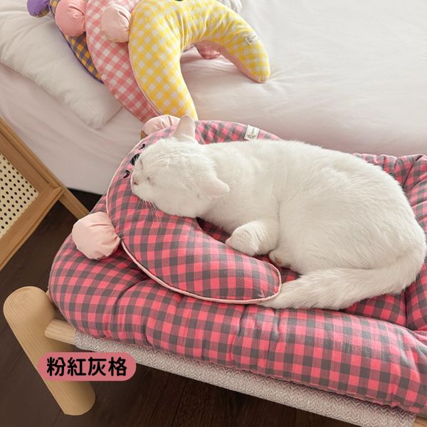 《799元公益福袋》zzz秒睡神器~貓咪狗狗舒適安眠寢具組(睡墊+枕頭) 可拆洗 貓插圖,貓咪,睡窩,睡墊,素面,格紋,質感,寵物,睡覺,軟墊