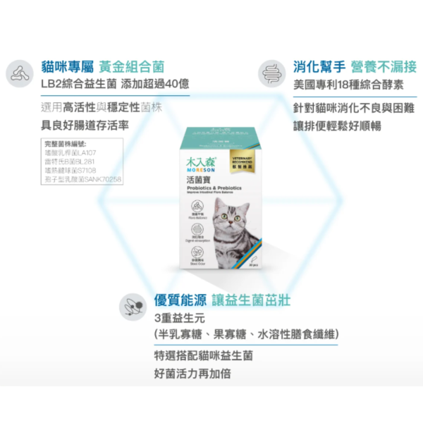 《1500元公益福袋》木入森超值組(活菌寶30包+護疫升60顆) +長湯匙x2+贈防潮飼料勺 逗貓棒,保健品,營養品,不求人,木入森,魚油,排毛,免疫力,益生菌,活菌寶,離胺酸,護疫升,換季,貓掌,湯匙,防潮,飼料