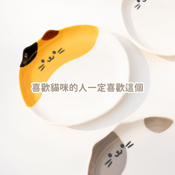 《500元公益福袋》大肚胖貓貓甜點盤小菜盤2入組 (花色隨機) 貓咪,寵物,星星,煙火,設計,慢食碗
