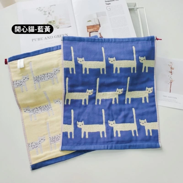 《500元公益福袋》貓咪可掛式 雙面純棉紗布 多用途方巾X2 貓咪,貓插畫,掛式,雙面,純棉,紗布,方巾,毛巾,抹布,擦手巾
