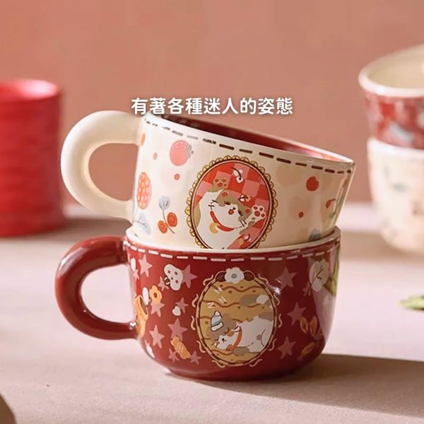 《599元公益福袋》復古可愛招財喵喵陶瓷小猫咪咖啡杯 對杯組(共2個) 貓咪,寵物,星星,復古,可愛,招財,陶瓷,咖啡杯,水杯,牛奶杯,對杯組