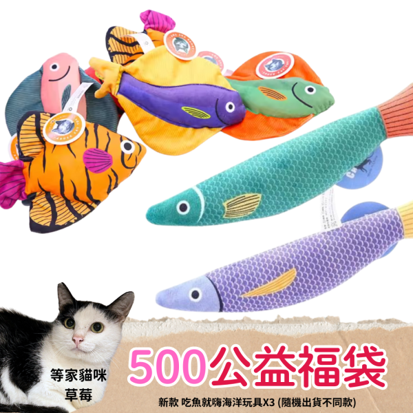 《500元公益福袋》吃魚就嗨貓草魚玩具X3 貓草玩具,貓薄荷,貓草,魚,貓咪,汪喵