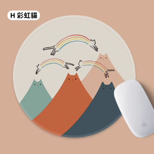 《699元公益福袋》貓咪設計插畫圓形滑鼠墊X2  + 贈貓咪便條紙(隨機出貨) 貓咪,插畫,滑鼠墊,浮世繪,設計