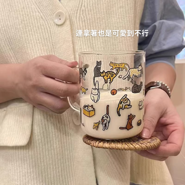 《799元公益福袋》很多很多貓咪玻璃杯X2  + 矽膠杯墊X2 貓咪,插畫,貓插畫,玻璃,馬戲團,魔術,水杯,馬克杯,量杯,保鮮盒