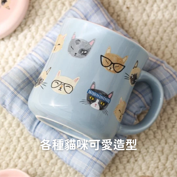 《799元公益福袋》很多貓咪附蓋大馬克杯450ml + 貓咪造型原木湯匙 貓插圖,貓咪,貓掌,附蓋,馬克杯,肉球,原木,湯匙