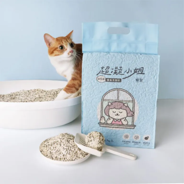 《699元公益福袋》超凝小姐 益生菌除臭豆腐砂2.7kg【原味/珍珠奶茶】三入+贈逗貓棒 貓插圖,貓咪,貓掌,超凝小姐,益生菌,除臭,豆腐砂,逗貓棒