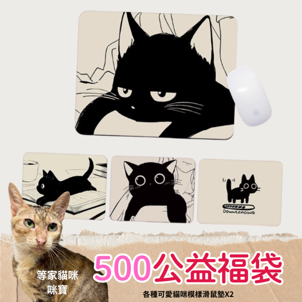 《500元公益福袋》各種可愛貓咪模樣滑鼠墊X2 貓咪,貓插畫,滑鼠墊