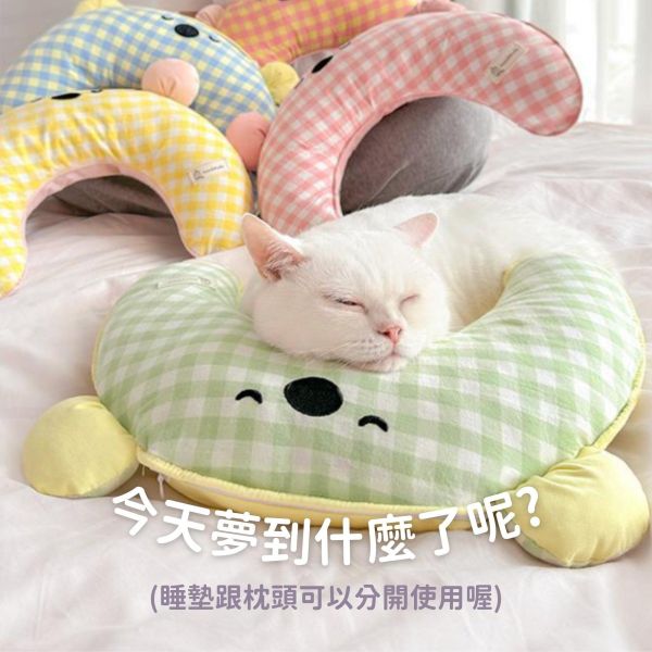 《799元公益福袋》zzz秒睡神器~貓咪狗狗舒適安眠寢具組(睡墊+枕頭) 可拆洗 貓插圖,貓咪,睡窩,睡墊,素面,格紋,質感,寵物,睡覺,軟墊