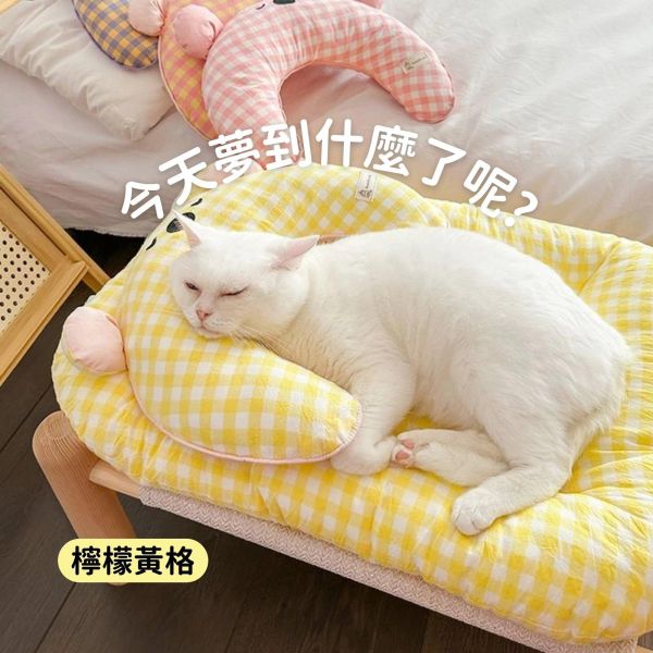 《799元公益福袋》zzz秒睡神器~貓咪狗狗舒適安眠寢具組(睡墊+枕頭) 可拆洗 貓插圖,貓咪,睡窩,睡墊,素面,格紋,質感,寵物,睡覺,軟墊