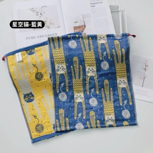 《500元公益福袋》貓咪可掛式 雙面純棉紗布 多用途方巾X2 貓咪,貓插畫,掛式,雙面,純棉,紗布,方巾,毛巾,抹布,擦手巾