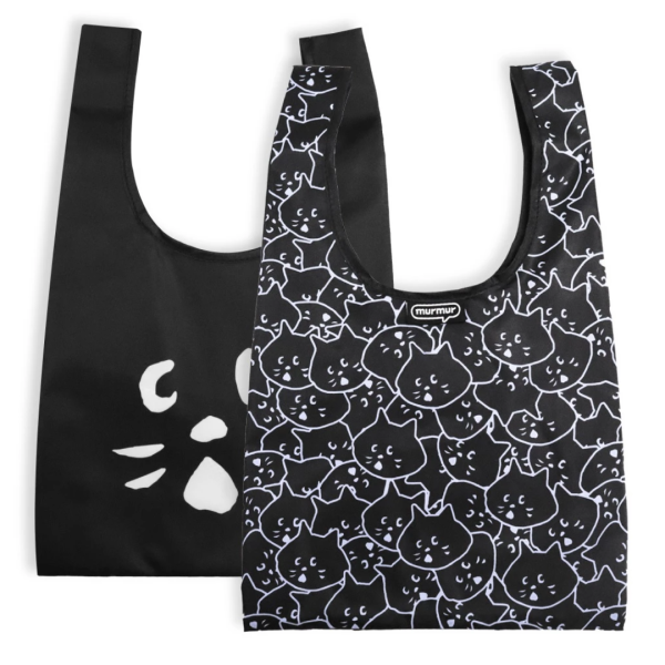 〈好評預購中〉《799元公益福袋》SOU・SOU & NYA驚訝貓！可摺疊收納購物袋一大一小(兩個各一組) 貓咪,插畫,貓插畫,可愛,日本,SOUSOU,NYA,驚訝貓,摺疊,收納,購物袋