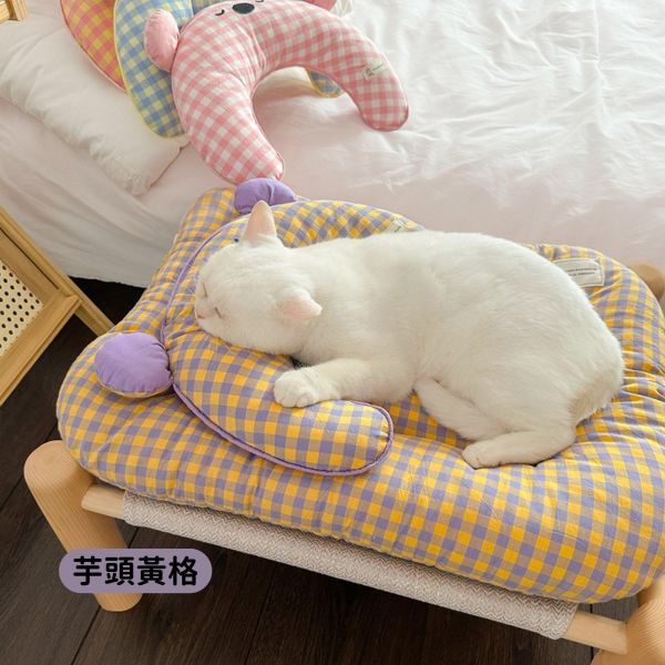 《799元公益福袋》zzz秒睡神器~貓咪狗狗舒適安眠寢具組(睡墊+枕頭) 可拆洗 貓插圖,貓咪,睡窩,睡墊,素面,格紋,質感,寵物,睡覺,軟墊