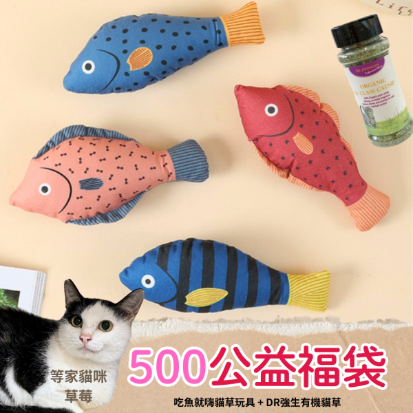 《500元公益福袋》吃魚就嗨貓草玩具+DR強生有機貓草 貓草玩具,貓薄荷,貓草,魚,貓咪