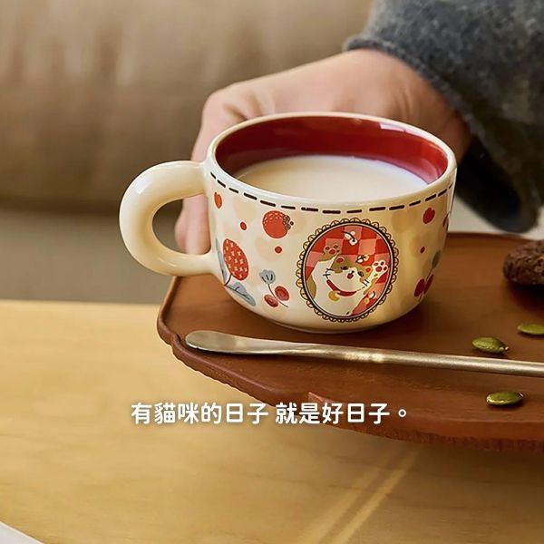 《599元公益福袋》復古可愛招財喵喵陶瓷小猫咪咖啡杯 對杯組(共2個) 貓咪,寵物,星星,復古,可愛,招財,陶瓷,咖啡杯,水杯,牛奶杯,對杯組