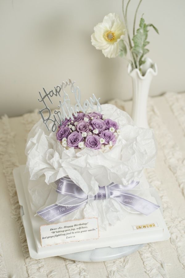 捧花蛋糕 (預設藍色) 永生花,花束,蛋糕