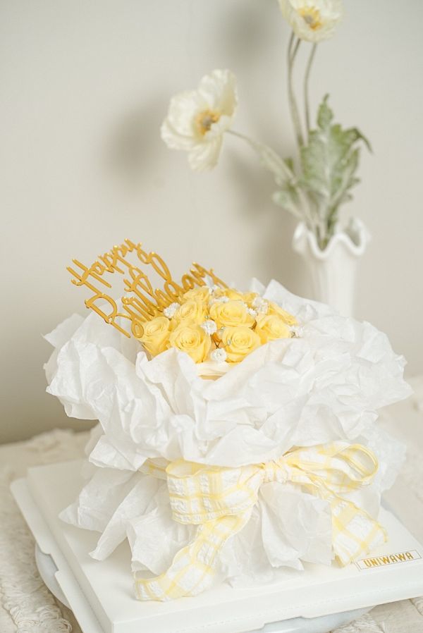 捧花蛋糕 (預設藍色) 永生花,花束,蛋糕