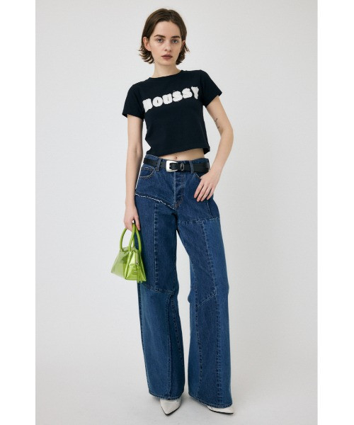 MOUSSY PATCH DENIM TINY T-shirt moussy,tiny,合身,牛仔,標誌,復古,t,shirt,短,日本,日牌,服飾