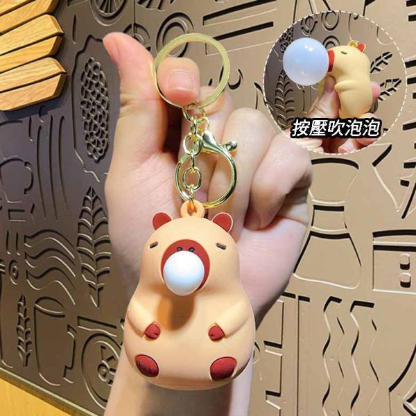 卡皮巴拉 鑰匙圈 吊飾 生日禮物 水豚君 捏捏 舒壓 吹泡泡 交換禮物 解壓 手機掛飾 按壓玩具