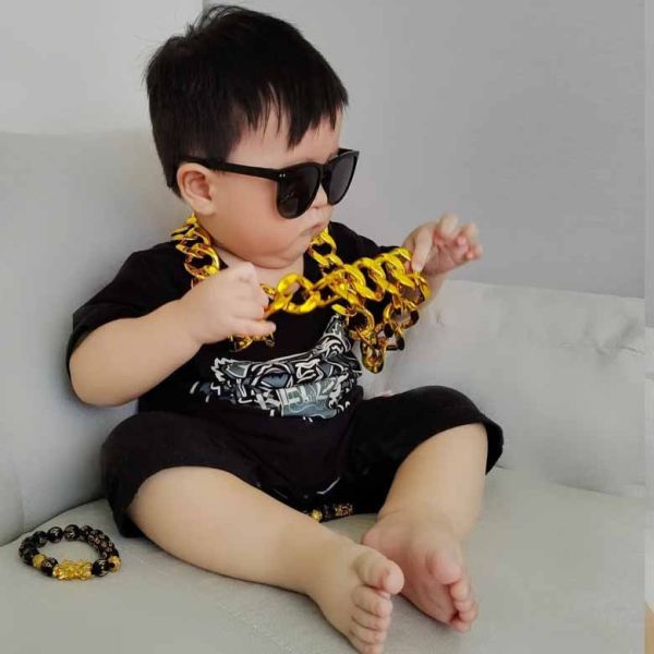 金項鍊 小廢物 生日禮物 交換 道具 假金項鍊 土豪 仿真 塑膠 嘻哈 誇張 裝逼神器