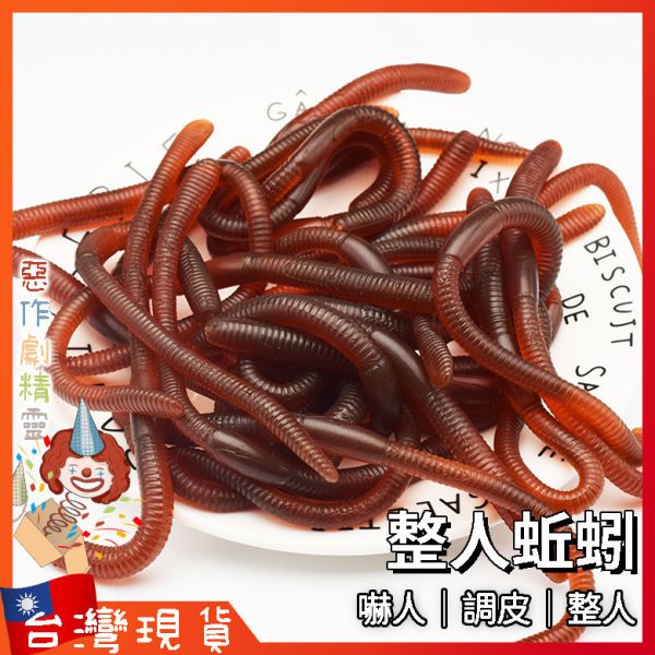 整人蚯蚓 仿真蚯蚓 假昆蟲 假蚯蚓 整蠱玩具 整人玩具 萬聖節 道具蛆蟲 地獄禮物
