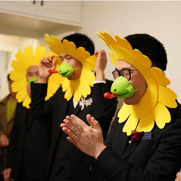 太陽花頭套 拍照道具 cosplay 整人 尾牙 遊戲 婚禮用品 闖關道具 向日葵頭套